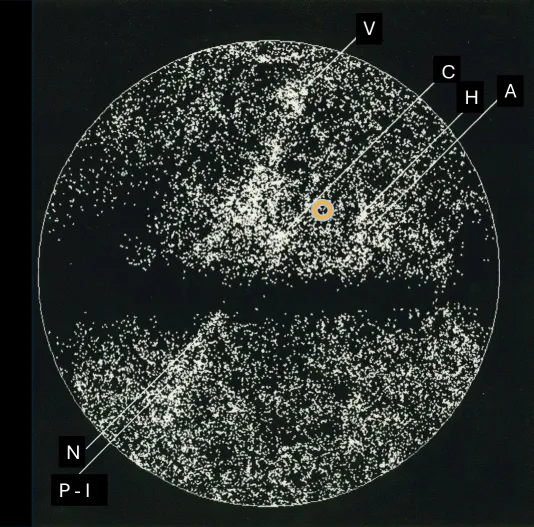Galaxy cluster map with CMB dipole direction